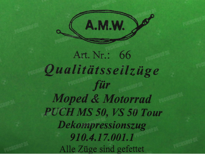 Bowdenzug Puch MS50 / VS50 Tour Dekompressorzug A.M.W.